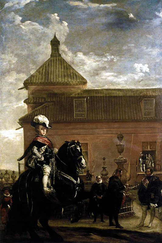Prince Balthasar Carlos with the Count Duke of Olivares at the Royal Mews